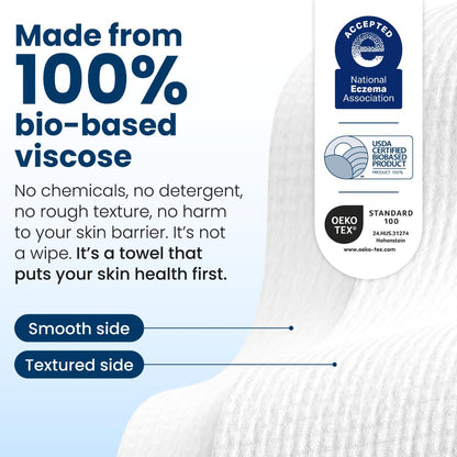 Clean Skin Club Clean Towels XL™, 100% USDA Biobased Face Towel, Disposable Face Towelette, Eczema Association Accepted, Makeup Remover Dry Wipes, Ultra Soft, 300 Ct, 6 Pack