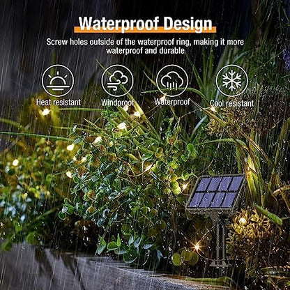 4 Pack Solar String Lights Outdoor - 320LED 132FT Solar Fairy Lights Waterproof 8 Modes, Copper Wire Solar Powered Twinkle Lights for Outside Tree Garden Christmas Wedding Party Decor (Warm White)