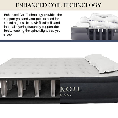 King Koil Pillow Top Plush Full Size Air Mattress with Built-in Pump for Home, Camping & Guests, 16" Inflatable Airbed Luxury Double High Adjustable Blow Up Bed, Waterproof, 1-Year Warranty