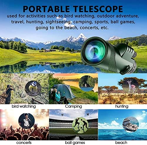 Monocular-Telescope 80x100 High Definition for Adults High Powered with Smartphone Adapter Telescope Hunting Wildlife Bird Watching Travel Camping Hiking-Green-1