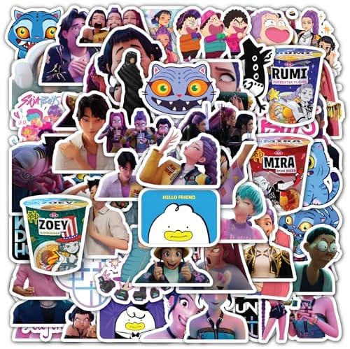 60PCS Pop Demon Hunters Sticker Sheets – Korean Idol Movie, 3D Anime, Huntrx, Saja Boys, Jinwoo, Rumi, Tiger, Zoeystery, Miromabby – Waterproof for Bottle, Phone, Party Decor, Scrapbook