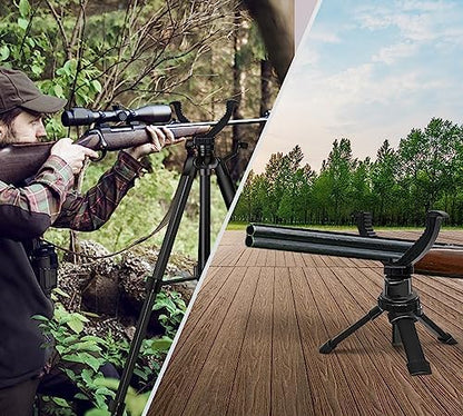 Spotting Scope Tripod, Shooting Tripod and Compact Shooting Stand Rest Hunting V Yoke, with Binoculars Adapter and Removable 360° Rotate Fluid Head, Perfect for Binoculars, Spotting Scope, Shooting