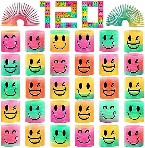 AZEN 120 Pcs Mini Spring Party Favors for Kids 3-5 4-8, Goodie Bags Stuffers for Birthday Party, Classroom Prizes Kids Prizes, Small Bulk Toys Gifts (4 Smile)