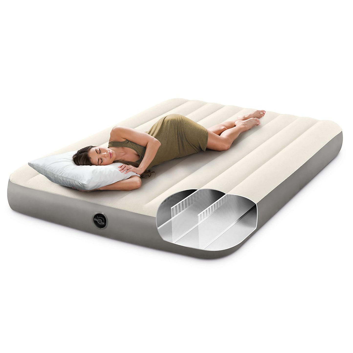 Intex 64103E Dura-Beam Standard Single-High Air Mattress: Fiber-Tech - Queen Size - 10in Bed Height - 600lb Weight Capacity - Pump Sold Separately