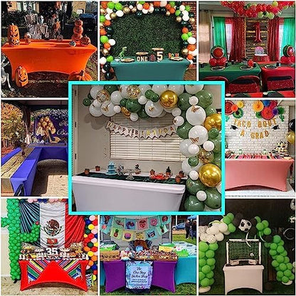 IVAPUPU 2 Pack 6FT Table Cloth for Rectangular Fitted Events Stretch Black Table Covers Washable Spandex Tablecloth Protector for Party, Wedding, Cocktail, Banquet, Festival