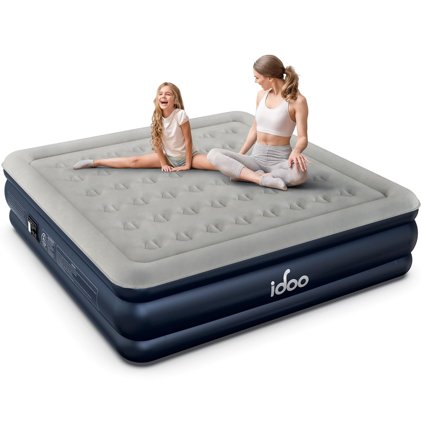 iDOO King Size Air Mattress with Built in Pump, 18" Raised Comfort Blow up Mattress King, Upgraded Inflatable Mattress for Guest Home, Temporary Air Bed with Storage Bag, colchon inflable, 750lbs Max