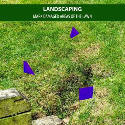 Purple Marking Flags for Yard - 4x5x15 Inch Purple Flags for Outside - 100 Pack - Markers For Lawn, Irrigation, Landscaping, Survey & Sprinkler Head Marking