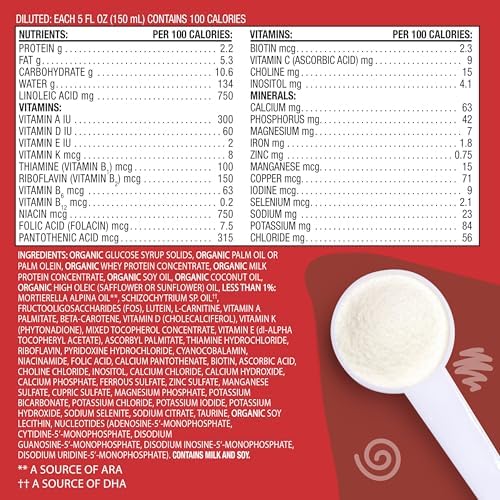 Earth's Best Organic Baby Formula for Babies 0-12 Months, Powdered Dairy Infant Formula with Iron, Omega-3 DHA, and Omega-6 ARA, 32 oz Formula Container