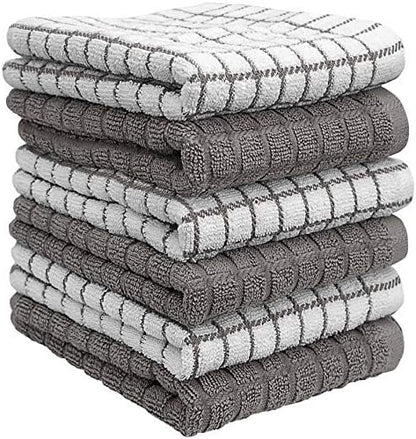 Bumble Kitchen Towels | 100% Cotton Dish Towels with Hanging Loop | 16"x 28" | 380GSM | Absorbent Kitchen Towel Set | 6 Pack, Gray