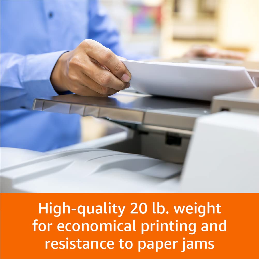 Amazon Basics Multipurpose Copy Printer Paper, 20 lb, 92 Bright, 8.5" x 11" Letter Size, White, 10 Reams, 5000 Sheets
