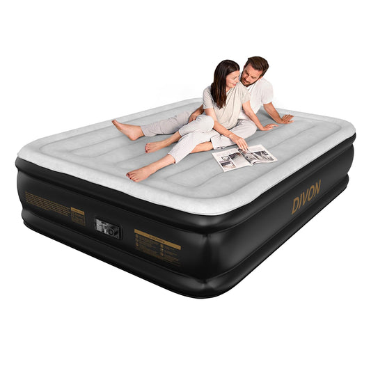 DIVON Air Mattress Full with Built in Pump,18’’High Blow Up Mattress Full with Wave Pattern,Self Inflation/Deflation Mattress in 3 Mins, Air Bed for Home&Camping,660lbs