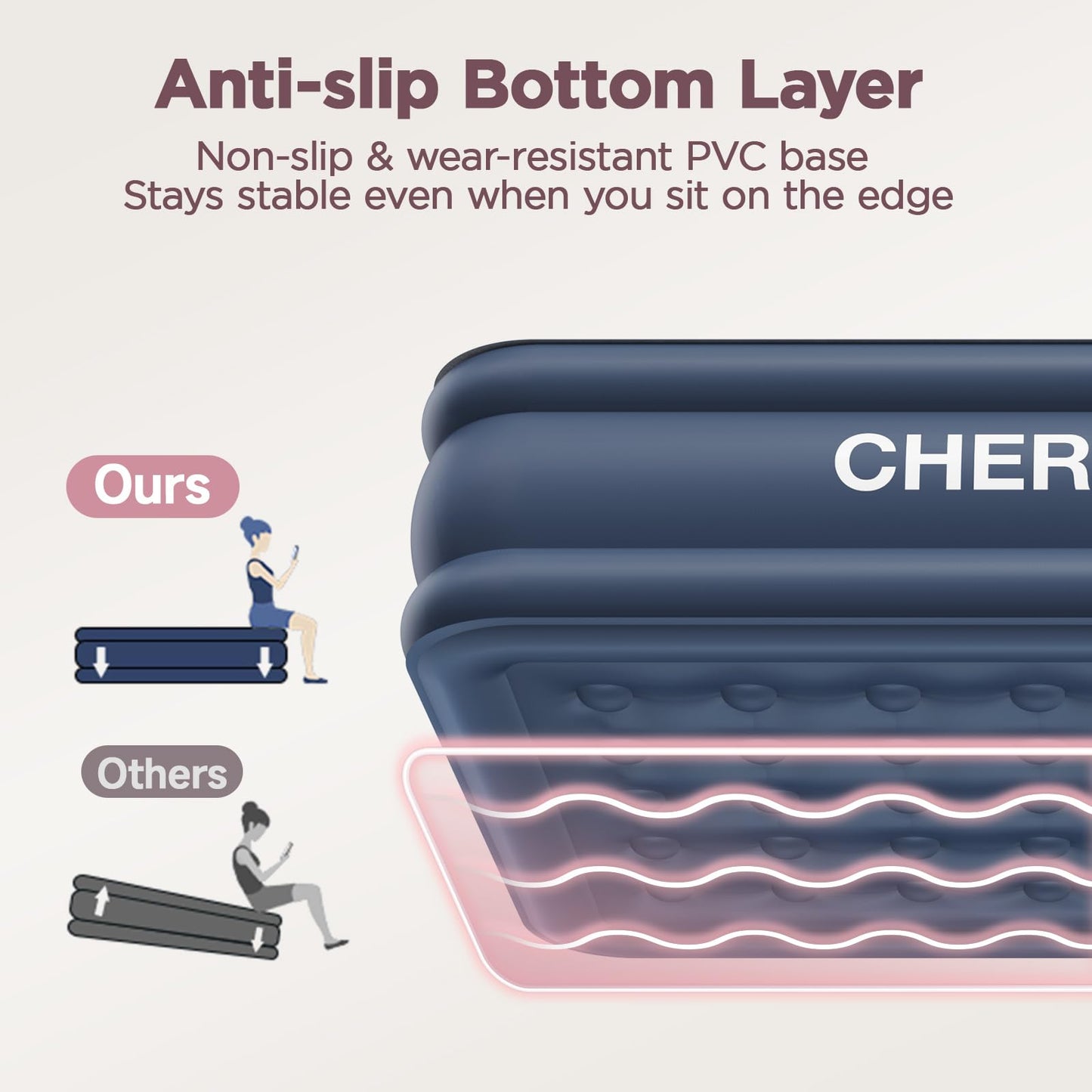 CHERIMOR Queen Air Mattress with Built in Pump, 18" Elevated Height, 48Hr Leak-Tested, Honeycomb Coil Support, 800 lbs Capacity, Fast 3-Min Inflation–Blow Up Mattress for Guest Room & Sleepover