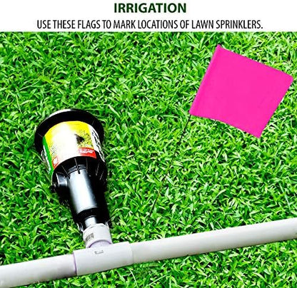 Pink Marking Flags 1000 Pack - 4x5x15 Inch Pink Flags for Yard - Markers For Lawn, Irrigation, Landscaping, Survey & Sprinkler Head Marking