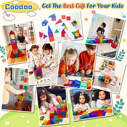 60 PCS Magnetic Building Tiles Kids Toys STEM Magnetic Blocks Sensory Toys Kids Games Magnet Building Toy for Boys and Girls Aged 3+, Kid Brain Development Preschool Kindergarten Toddler Toy