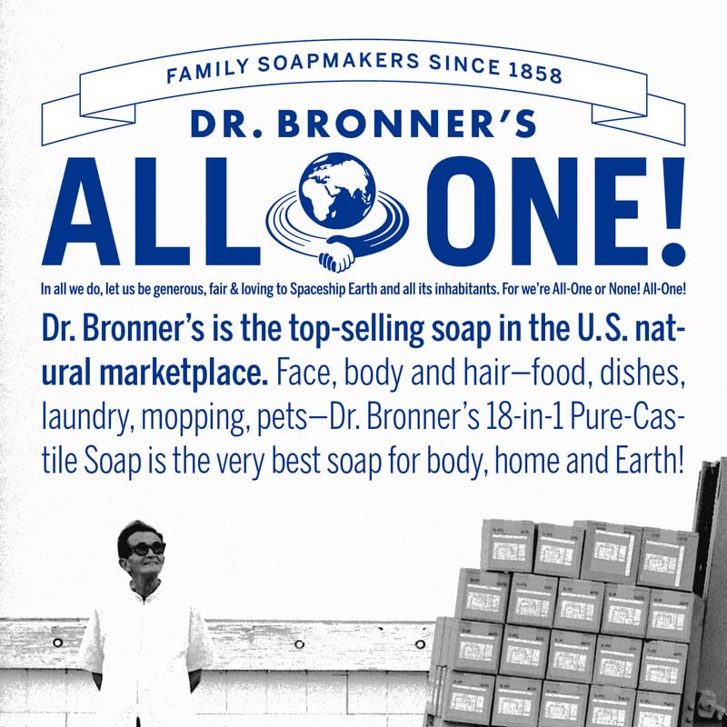 Dr. Bronner's Pure-Castile Magic Bar Soap (Baby Unscented, 5 oz, 6-Pack) - Made with Regenerative Organic Certified Oils, For Face, Body & Hair, Gentle for Sensitive Skin - Vegan, Non-GMO