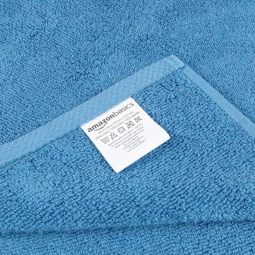 Amazon Basics 2 Piece Quick-Dry Oversize Bath Towel, 100% Cotton, Lake Blue, 54" x 30"