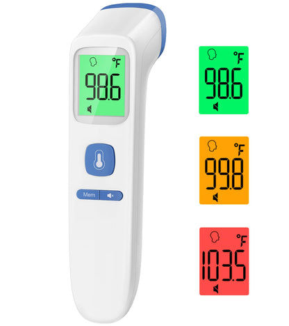 Thermometer for Adults and Kids, Digital Forehead Thermometer with Fever Alarm, Silent Mode & 35-Set Memory, Object 2 in 1 Mode