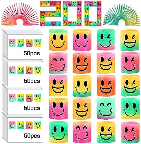 AZEN 200 Pcs Mini Spring Party Favors for Kids 3-5 4-8, Goodie Bags Stuffers for Birthday Party, Classroom Prizes Kids Prizes, Small Bulk Toys Gifts (4 Smile)