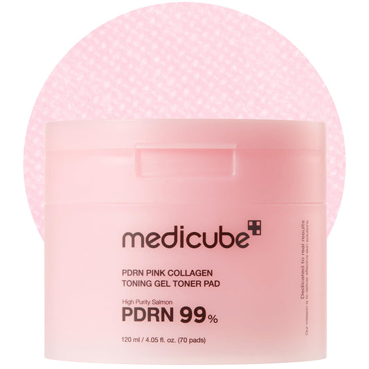 medicube Salmon DNA PDRN Pink Collagen Jelly Pad | Korean Gel Toner Pads with Niacinamide, Madecassoside, Retinol | Soothing, Radiance & Uneven Skin Tone | Korean Skin Care | 70Pads