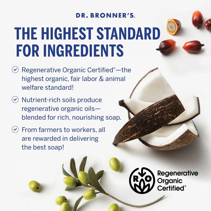 Dr. Bronner's Pure-Castile Liquid Magic Soap Bottle & Refill Carton - Made with Regenerative Organic Certified Oils- 18-in-1 Uses for Face, Body Wash, Hand Soap Refill- Peppermint, 32oz