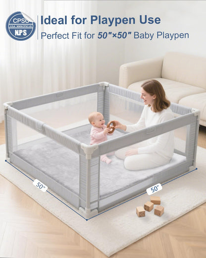 SEPARO Thick Baby Play Mat for Floor,50 x 50 Playpen Mat,Tummy Time Foam Mat,Ultra Soft Support & Plush Feel,Easy Care with Non-Slip Cushioned for Infant,Kids and Toddler Crawling,Grey