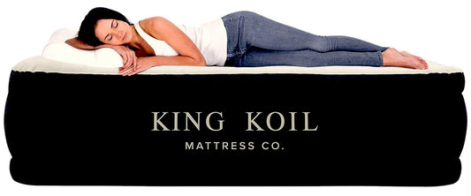 King Koil Pillow Top Plush Full Size Air Mattress with Built-in Pump for Home, Camping & Guests, 16" Inflatable Airbed Luxury Double High Adjustable Blow Up Bed, Waterproof, 1-Year Warranty