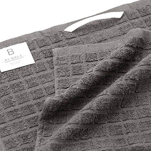 Bumble Kitchen Towels | 100% Cotton Dish Towels with Hanging Loop | 16"x 28" | 380GSM | Absorbent Kitchen Towel Set | 6 Pack, Gray