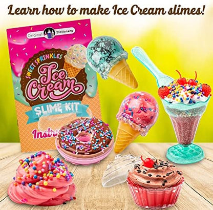 Original Stationery Sweet Sprinkles Ice Cream Slime Kit for Girls – DIY Craft Set for Sundae, Donut & Cupcake Ice Cream Play, Ages 8-12