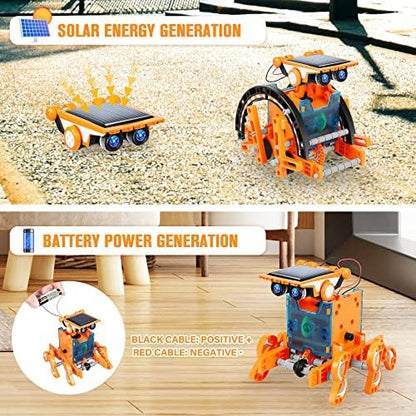 STEM 13-in-1 Education Solar Robot Toys for Age 8-12, DIY Building Science Experiment Robots Kit Birthday Gifts for 8 9 10 11 12 Years Old Boys Girls Kids Teens, Solar Powered by The Sun
