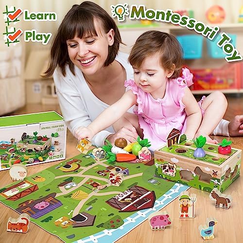 Montessori Wooden Sensory Toddler Toys: Toy for 1 Year Old Boys Girls Birthday Gifts | 1st One First Birthday Gift for 1 Year Old Girl Boy, Educational Learning Toy for 1-2 Year Old Fine Motor Skills