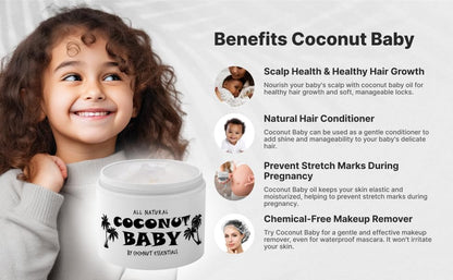 Coconut Essentials Coconut Baby Oil - Natural & Organic Moisturizer, Hair Oil for Cradle Cap Treatment, Newborn Sensitive Skin, Eczema & Psoriasis Relief, Unscented, Sunflower & GrapeSeed 4 floz