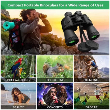 Binoculars for Adults 20x50 High Power Low Light Waterproof HD Compact Binoculars,BAK4 Prism FMC Lens for Bird Watching Hunting Travel Football Stargazing