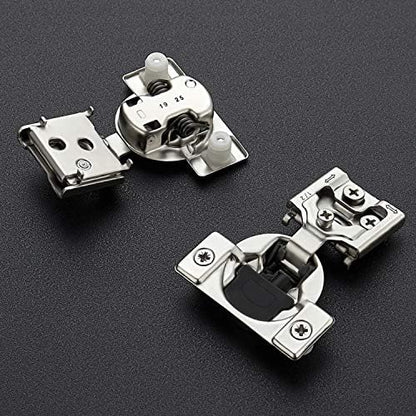 Ravinte 60 Pack (30 Pairs) 1/2 Inch Overlay Soft Close Hinges for Kitchen Cabinets - Satin Nickel Hidden Concealed Hinge, Stainless Steel, Self Closing