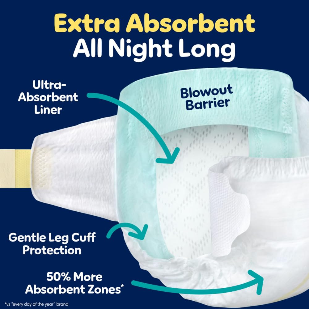 Pampers Overnight Diapers - Swaddlers Overnights - Size 4, 104 Count, Disposable Baby Diaper, Night Time Leak and Skin Protection