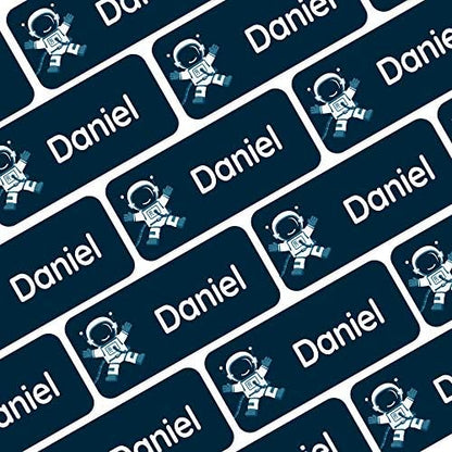 – Personalized Name Labels for Kids (120) – Waterproof & Durable Stickers for Clothing, School & Daycare Items - Space