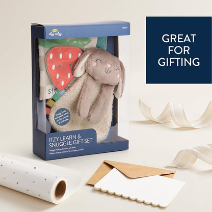 Itzy Ritzy Bunny Lovey & Crinkle Book Gift Set - Learn & Snuggle Gift Set Includes Soft Sherpa Bunny Lovey & Soft Book with Flap, Textures & Crinkle Sounds (Bunny)