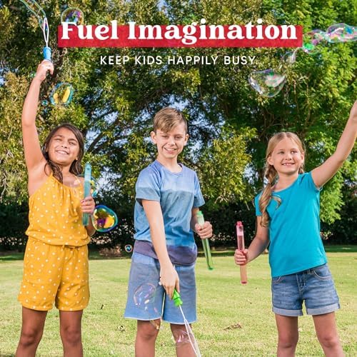 JOYIN 14.6’’ Big Bubble Wands for Kids, 1 Dozen Bubble Wand Bulk with Refill Solution for Summer Toy Party Favor, Outdoors Activity, Easter Basket Stuffers, Birthday Gift