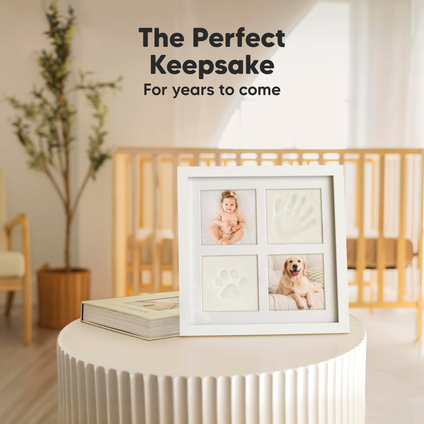 Baby Hand and Footprint Kit - Baby Footprint Kit, Clay Handprint Keepsake Frame, Nursery Picture Frame For Newborns, Personalized New Mom Gifts for Showers & Registry (Alpine White)