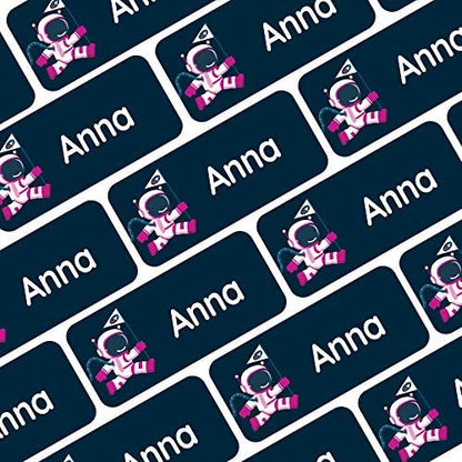 – Personalized Name Labels for Kids (120) – Waterproof & Durable Stickers for Clothing, School & Daycare Items - Space