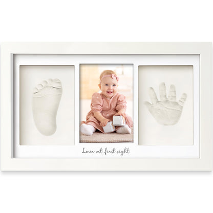 Baby Hand and Footprint Kit - Clay Handprint Keepsake Frame, Newborn Nursery Picture Frame, Personalized New Mom Gifts for Baby Shower & Registry (Alpine White)