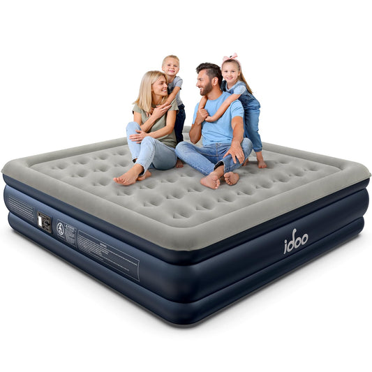 iDOO King Size Air Mattress with Built in Pump, 18" Raised Comfort Blow up Mattress King, Upgraded Inflatable Mattress for Guest Home, Temporary Air Bed with Storage Bag, colchon inflable, 750lbs Max