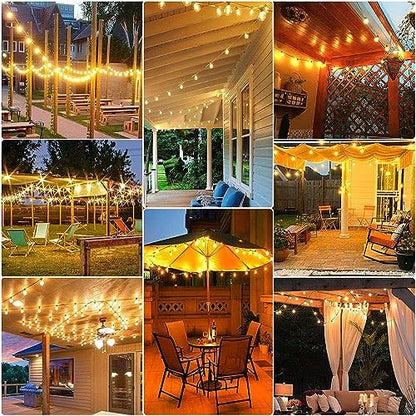 RTTY Outdoor String Lights 50ft, G40 Led Patio Globe Lights with 26pcs Plastic Bulbs, Shatterproof Waterproof Connectable Hanging for Porch Cafe Bistro Backyard Gazebo Balcony Deck Party