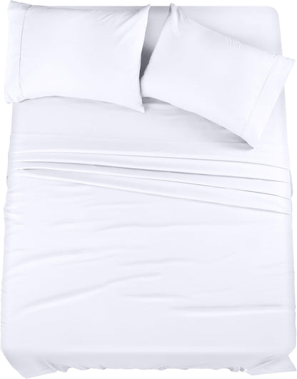 Utopia Bedding King Sheet Set – 4 Piece Bed Sheets for King Size Bed, Soft and Breathable Microfiber, Includes 1 Fitted Sheet, 1 Flat Sheet and 2 Pillowcases (White)