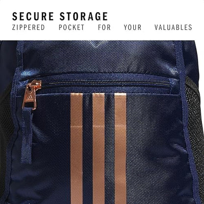 adidas Alliance Sackpack, Drawstring Backpack, Lightweight Small Gym Bag for Women and Men, Dark Blue/Rose Gold, One Size