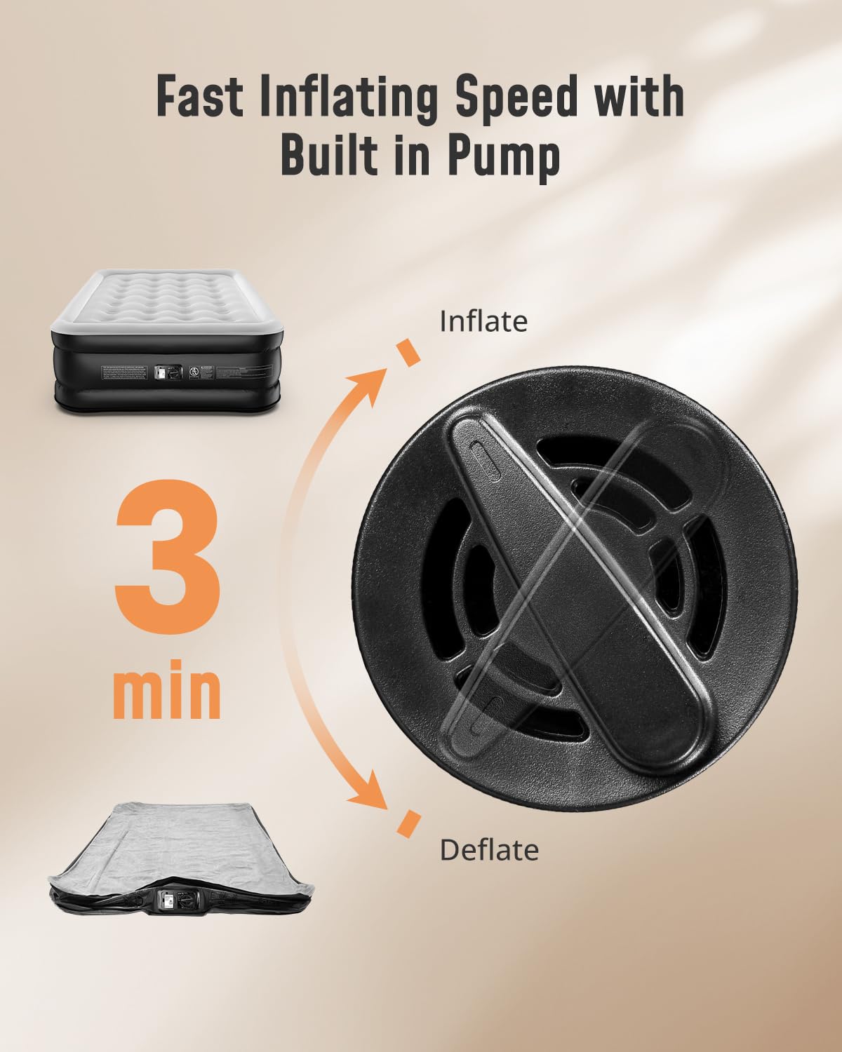 Airefina Air Mattress Full with Built in Pump, 18" Comfort Blow Up Mattress Quick Inflation/Deflation, Inflatable Mattress with Carrying Bag Portable for Guest Home Full Size Colchones Inflables