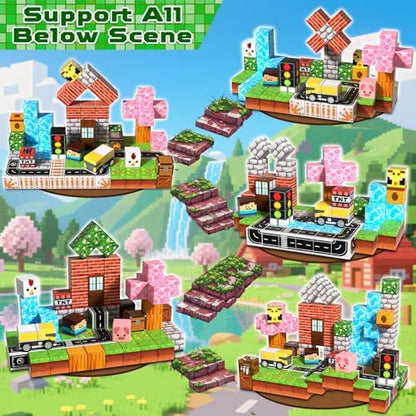 100 PCS 0.8in Magnetic Blocks - Magnet Toys & Magnetic Building Blocks Cubes, Stacking Magnets, STEM Toys for School Acitivities, Birthday Gifts for Boys Age 3+ Years Old (Theme: Forests)