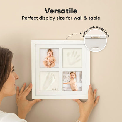 Baby Hand and Footprint Kit - Baby Footprint Kit, Clay Handprint Keepsake Frame, Nursery Picture Frame For Newborns, Personalized New Mom Gifts for Showers & Registry (Alpine White)