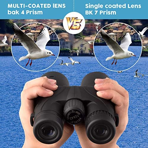 10x42 Binoculars for Adults - Professional HD Roof BAK4 Prism Lens Binoculars for Bird Watching, Hunting, Travel, Sports, Cruise, Concert, with Carrying Bag
