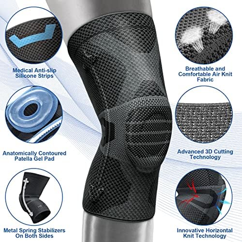 NEENCA Professional Knee Brace for Pain Relief, Medical Knee Compression Sleeve, Knee Support with Horizontal Knit Tech for Meniscus Tear, ACL, Arthritis, Joint Pain, Runner, Workout- FSA/HSA APPROVED