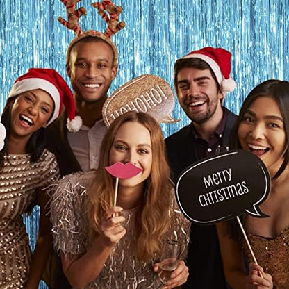 10 Pack Blue Backdrop Curtain Tinsel Streamers Ocean Themed Decor Birthday Party Decorations Foil Fringe Backdrop Graduation Baby Shower Bachelorette Winter Party Decorations Supplies